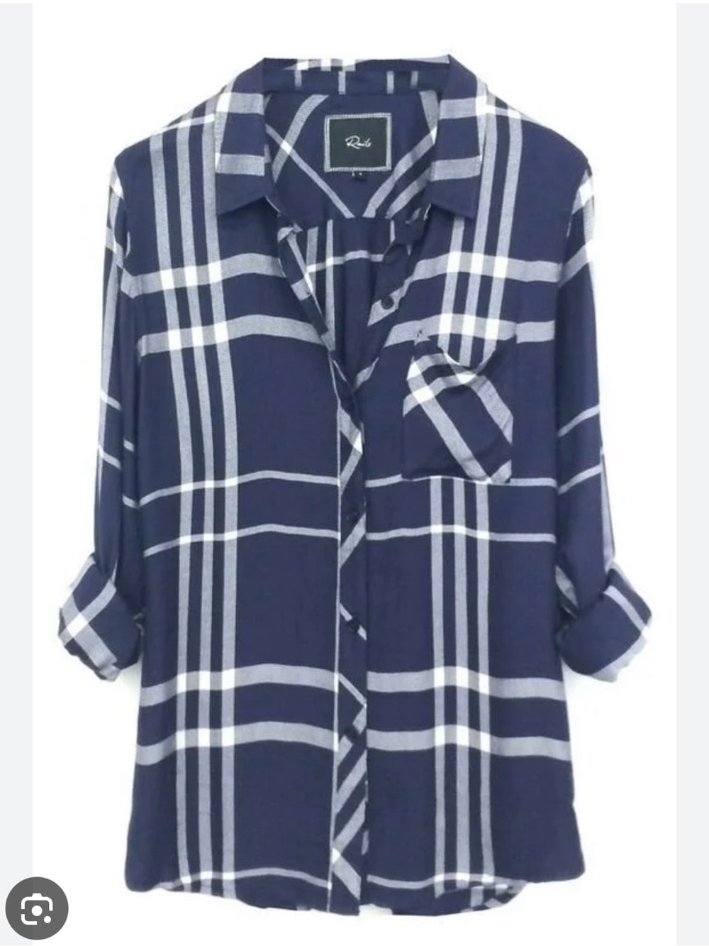 Rails Navy and White Plaid Button-Down Shirt
